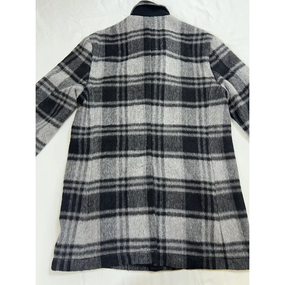 John Varvatos Carsen Coat Plaid Jacket‎ Wool Blend | Black Gray | Size Large